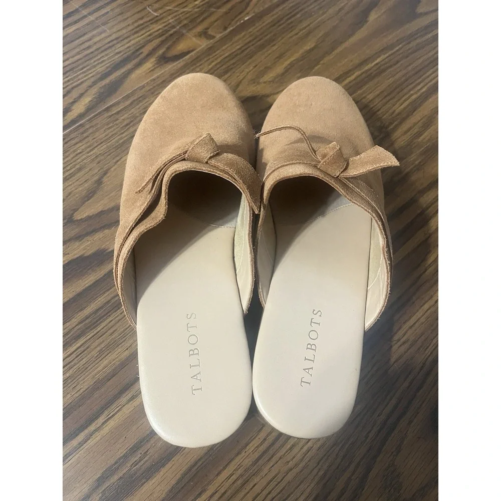 Talbots Winni Suede Wooden Clog Mules Preppy Casual Slip On Bow Women's Size 11M